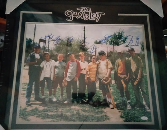 "The Sandlot" Custom Beautifully Framed 16x20 Photo Cast Signed By (8) with Patrick Renna w/ Character Inscriptions (JSA)