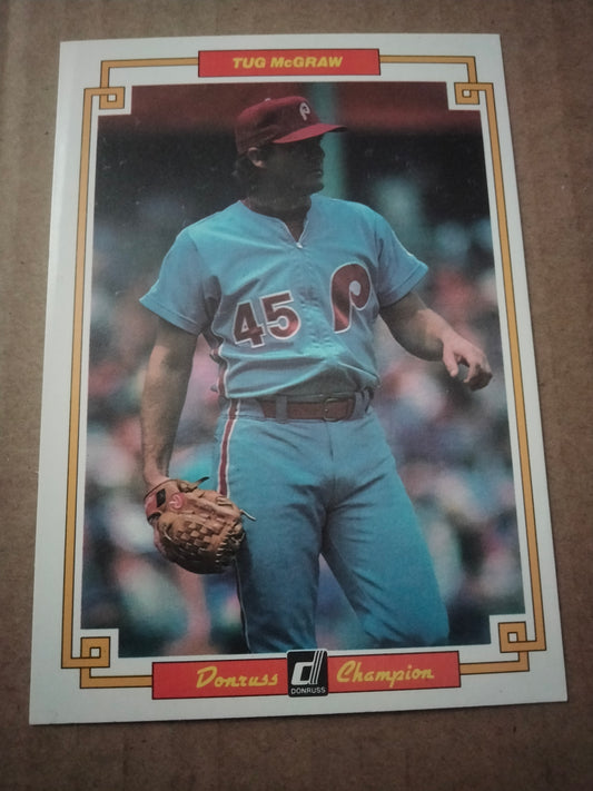 1984 Donruss Tug McGraw Champion 3.5" x 5" Enlarged Players Card #53 Phillies