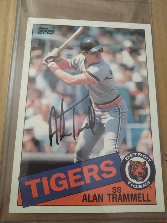 1985 Topps Alan Trammell Autographed 5" x 7" Enlarged Signed Players Card #25 Detroit Tigers