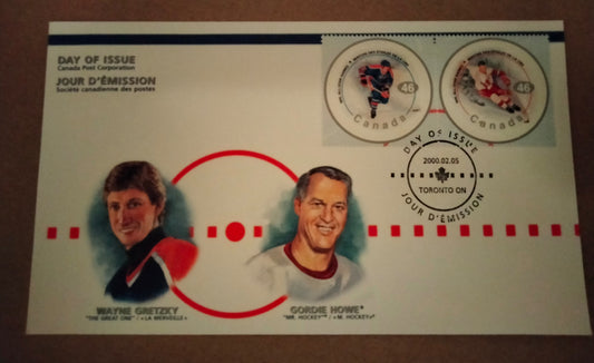 2000 Canada Post Wayne Gretzky & Gordie Howe 50th All-Star Game First Day Cover 02-05-2000 NM