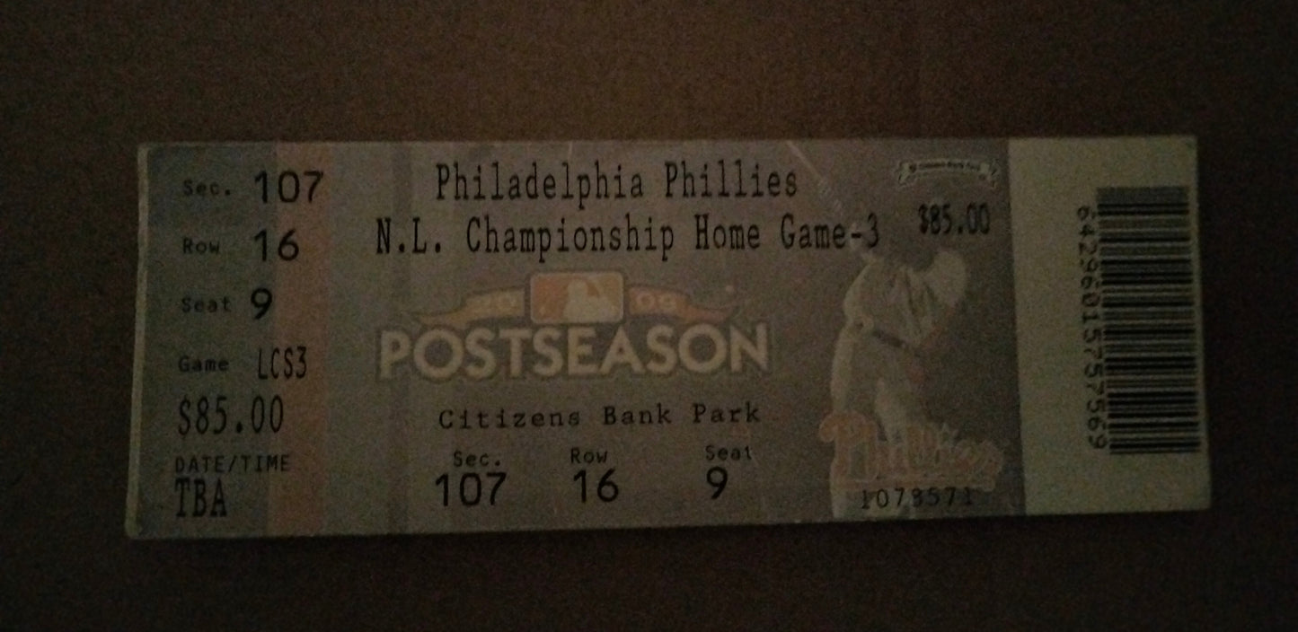 2009 Phillies N.L Championship Series Game - 3 Playoff Ticket & MLB Taco Bell Lanyards.