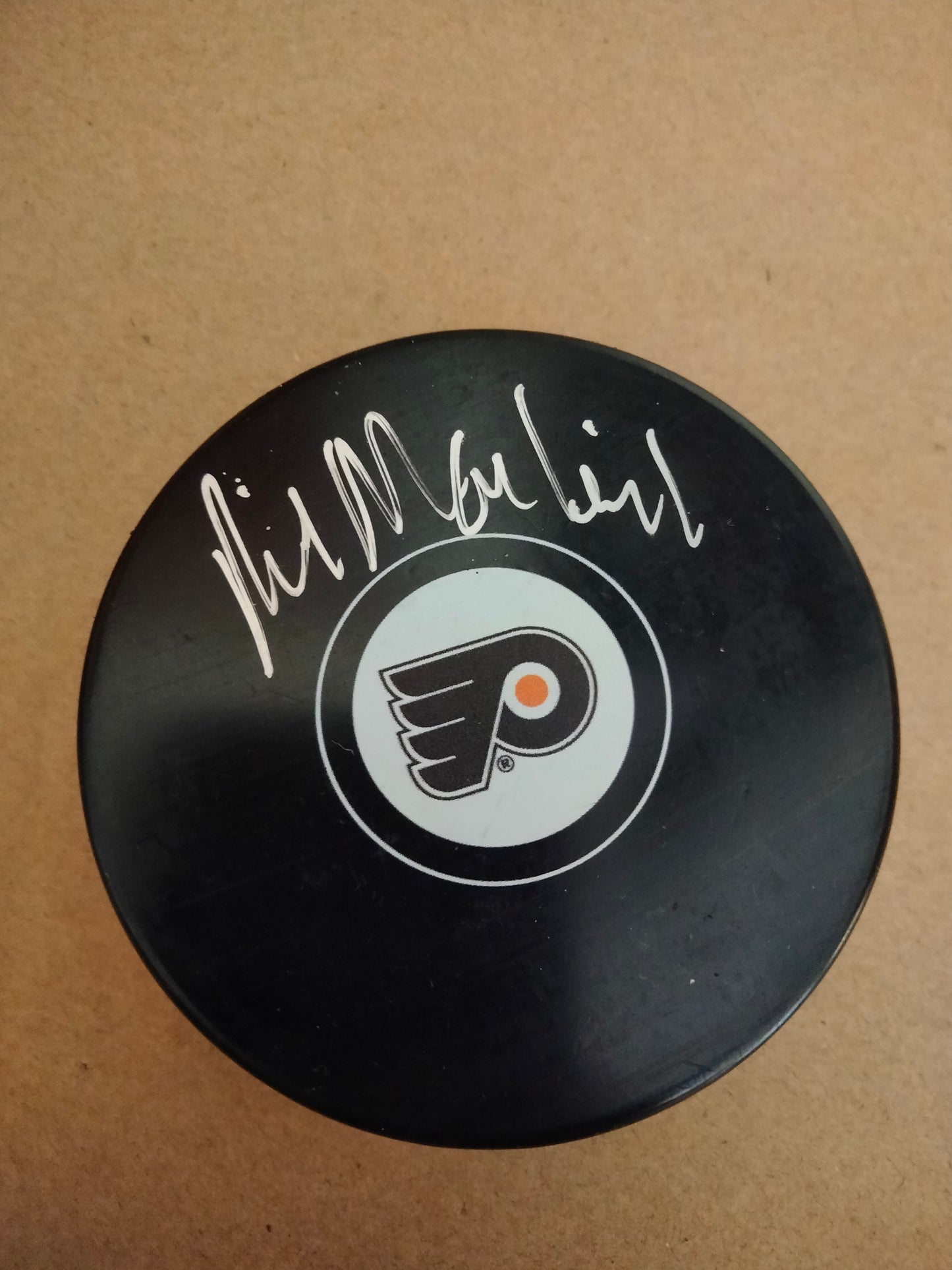 Rick MacLeish Autographed Hockey Puck - Phila Flyers - Signed In Person