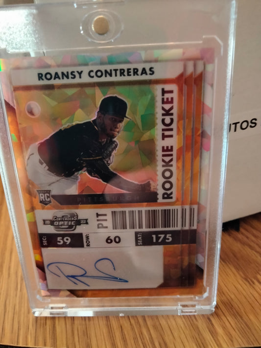 2022 Contenders Cracked Ice Autograph Roansy Contreras RC Auto 04/23 Pirates