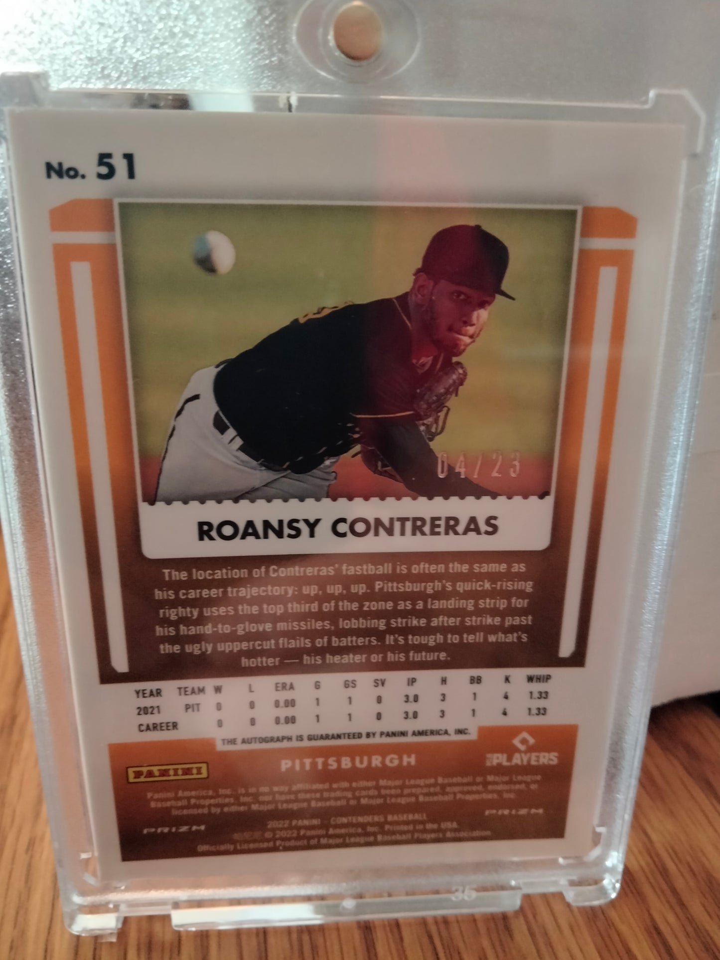 2022 Contenders Cracked Ice Autograph Roansy Contreras RC Auto 04/23 Pirates