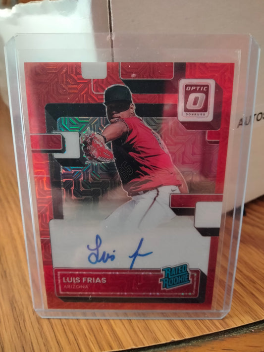 2022 DONRUSS OPTIC CHOICE RC LUIS FRIAS RED MOJO PRIZM AUTO #’d 34/99 D’BACKS