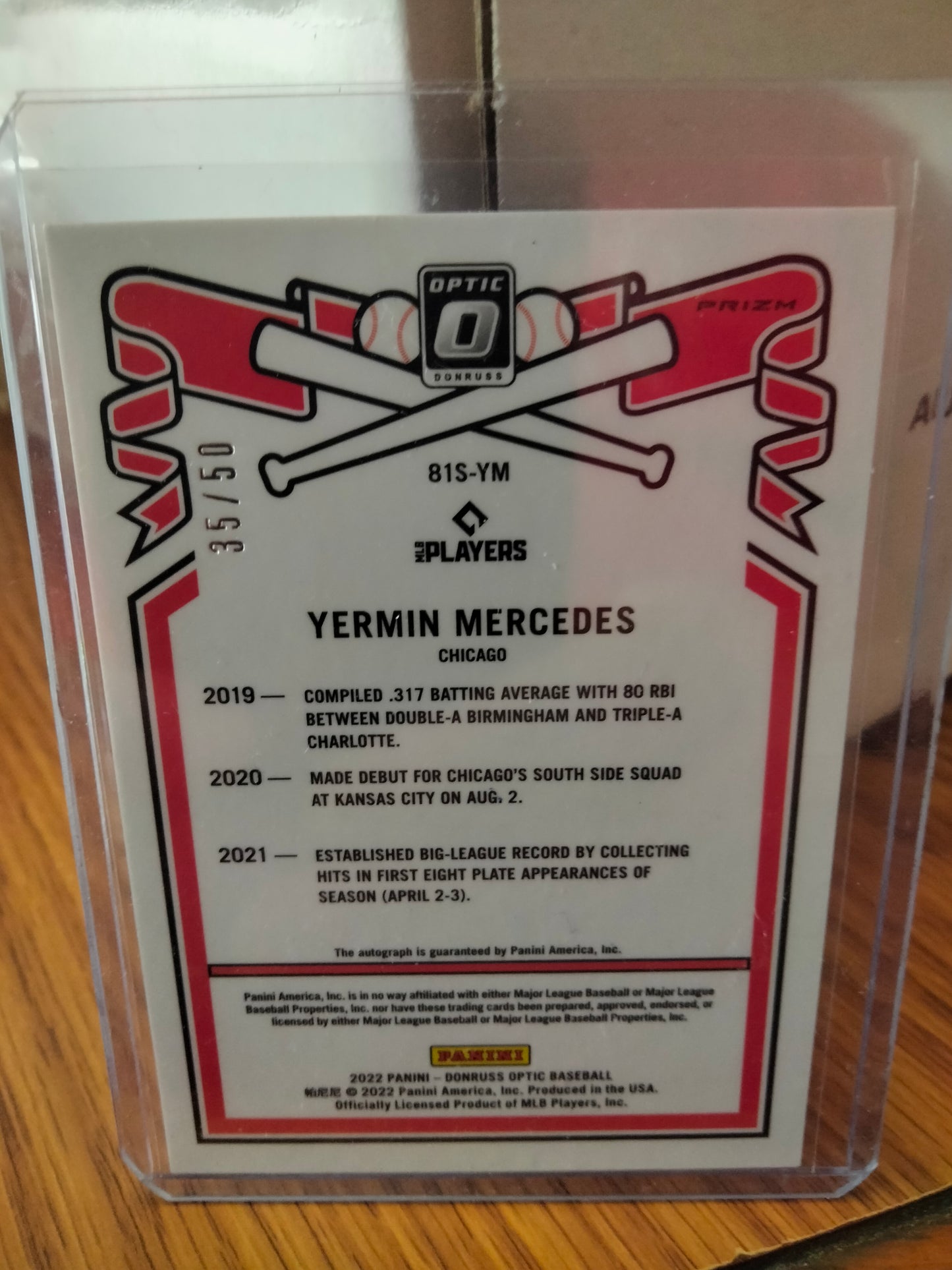 2022 Donruss Optic Yermin Mercedes Blue 35/50 OnCard Auto Retro White Sox 81S-YM