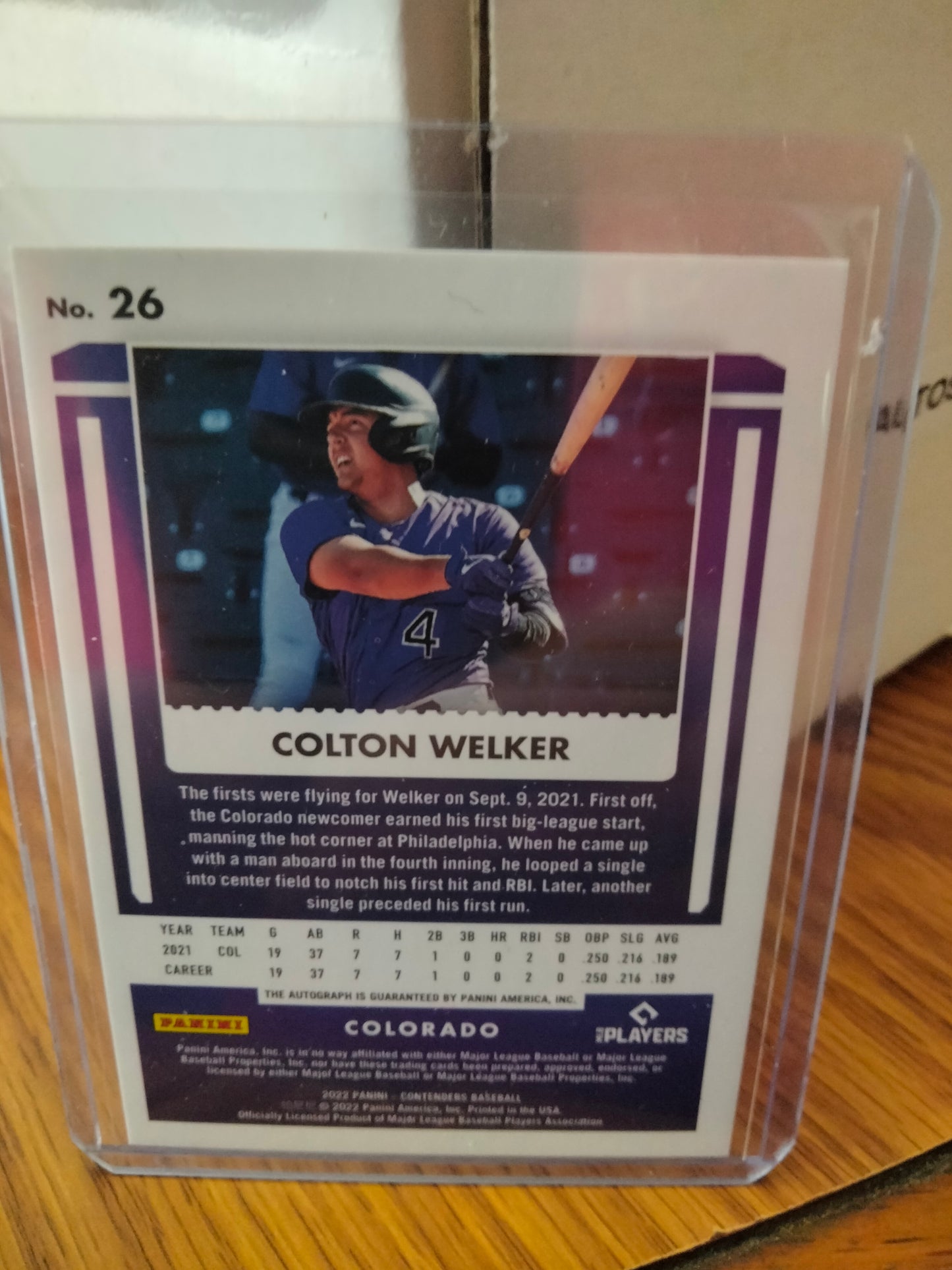 2022 Panini Chronicles Contenders Colton Welker Rookie Auto Autograph #D 17/75 Rockies