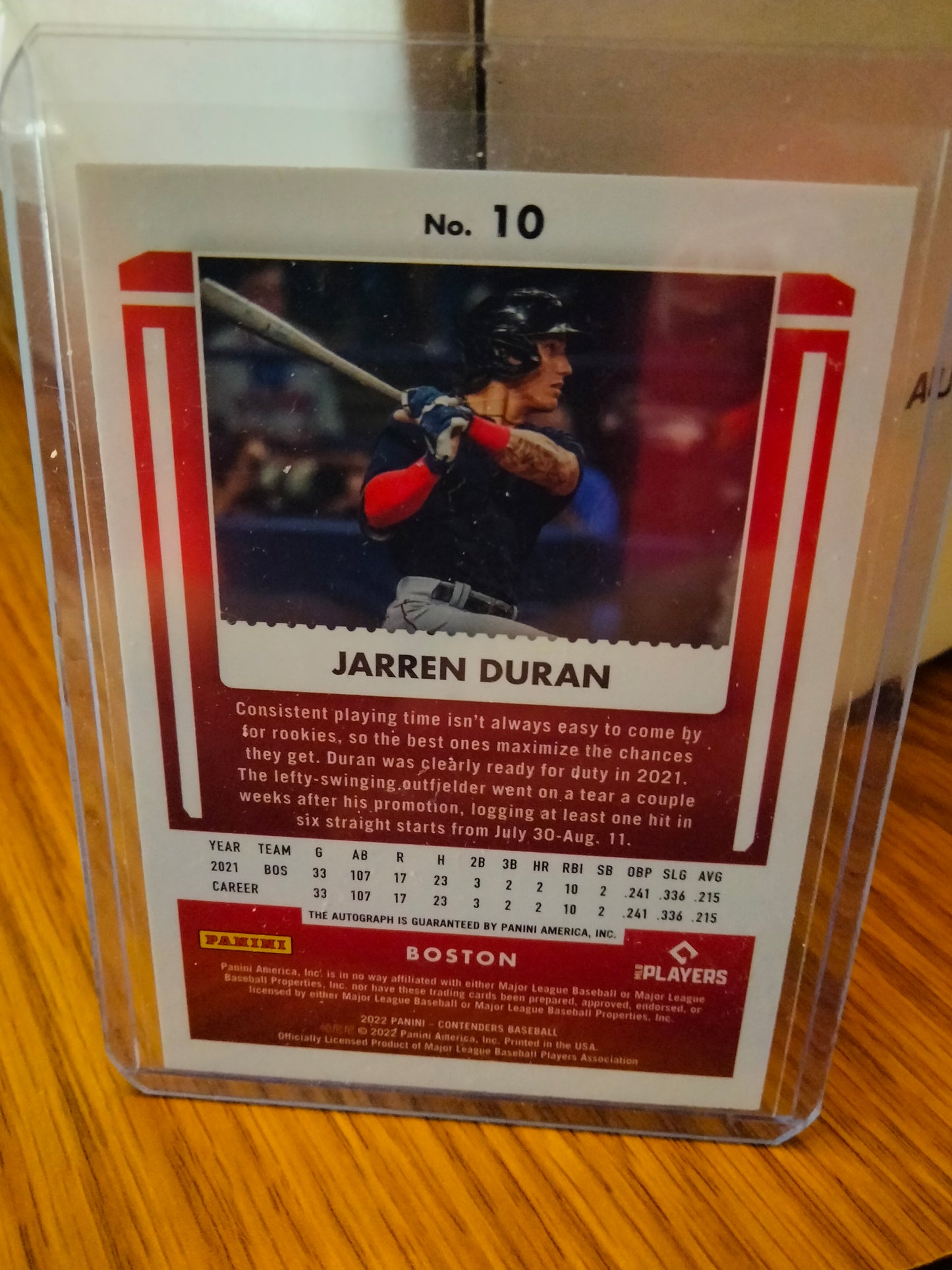 2022 Panini Chronicles Contenders Rookie Ticket Auto Jarren Duran Red Sox