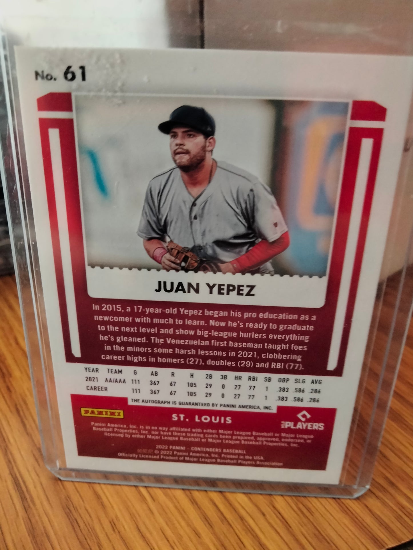 2022 Panini Chronicles Contenders Rookie Ticket Juan Yepez #61 Rookie Auto RC Cardinals