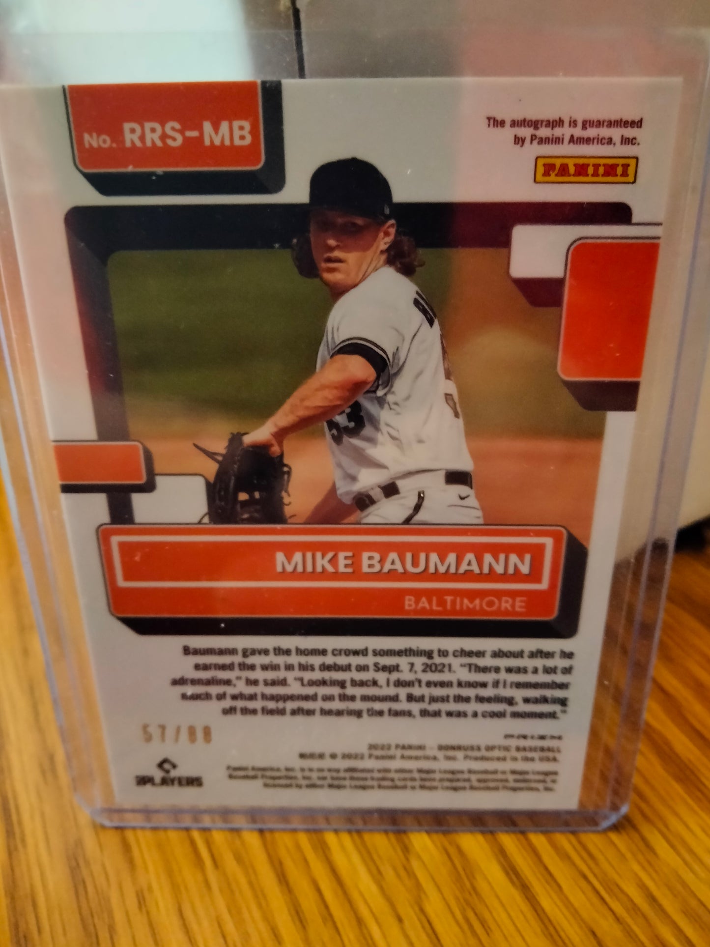 2022 Donruss Optic MIKE BAUMANN Purple Mojo Auto #D 57/88 Rookie RC #RRS-MB Orioles 