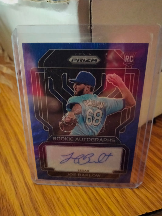 2022 PRIZM QUICK PITCH BLUE JOE BARLOW RC AUTO #D 34/50 RANGERS