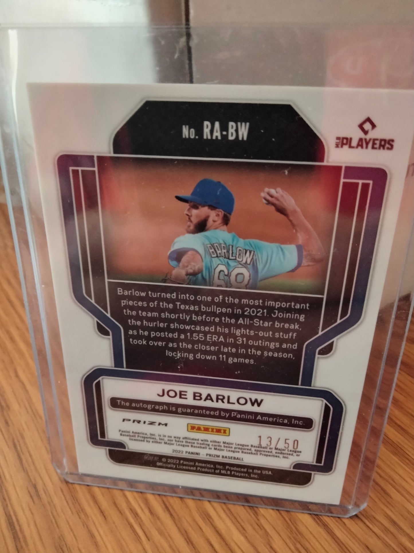 2022 PRIZM JOE BARLOW RC AUTO #D 13/50 RANGERS