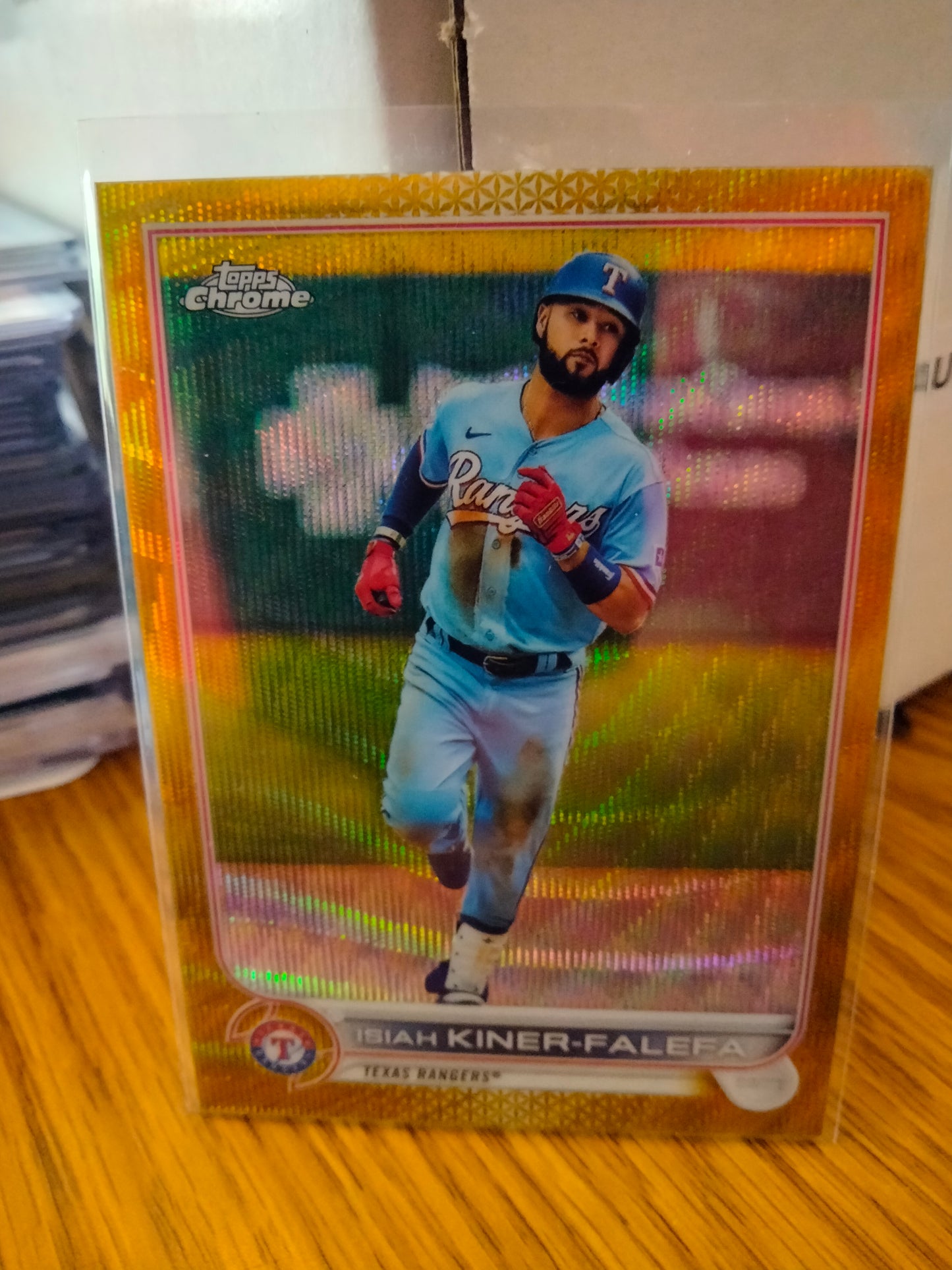 2022 Topps Chrome Isiah Kiner-Falefa Gold Refractor 41/50 Rangers