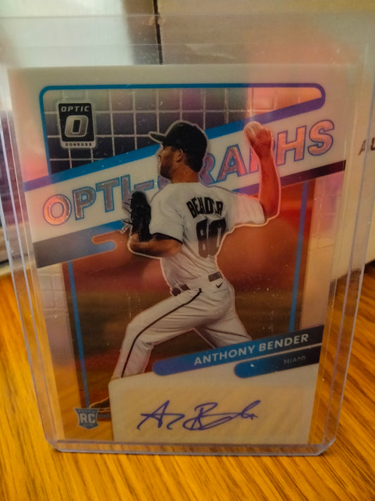 2022 Panini Donruss Optic Opti-Graphs OG-AB Anthony Bender Auto Silver Prizm Marlins RC