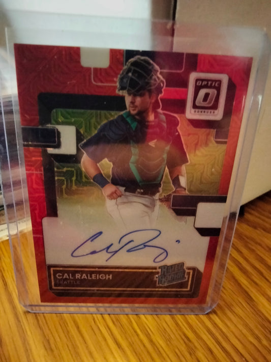 2022 Panini Optic Cal Raleigh Rookie Card Refractor Autograph 14/49 Mariners