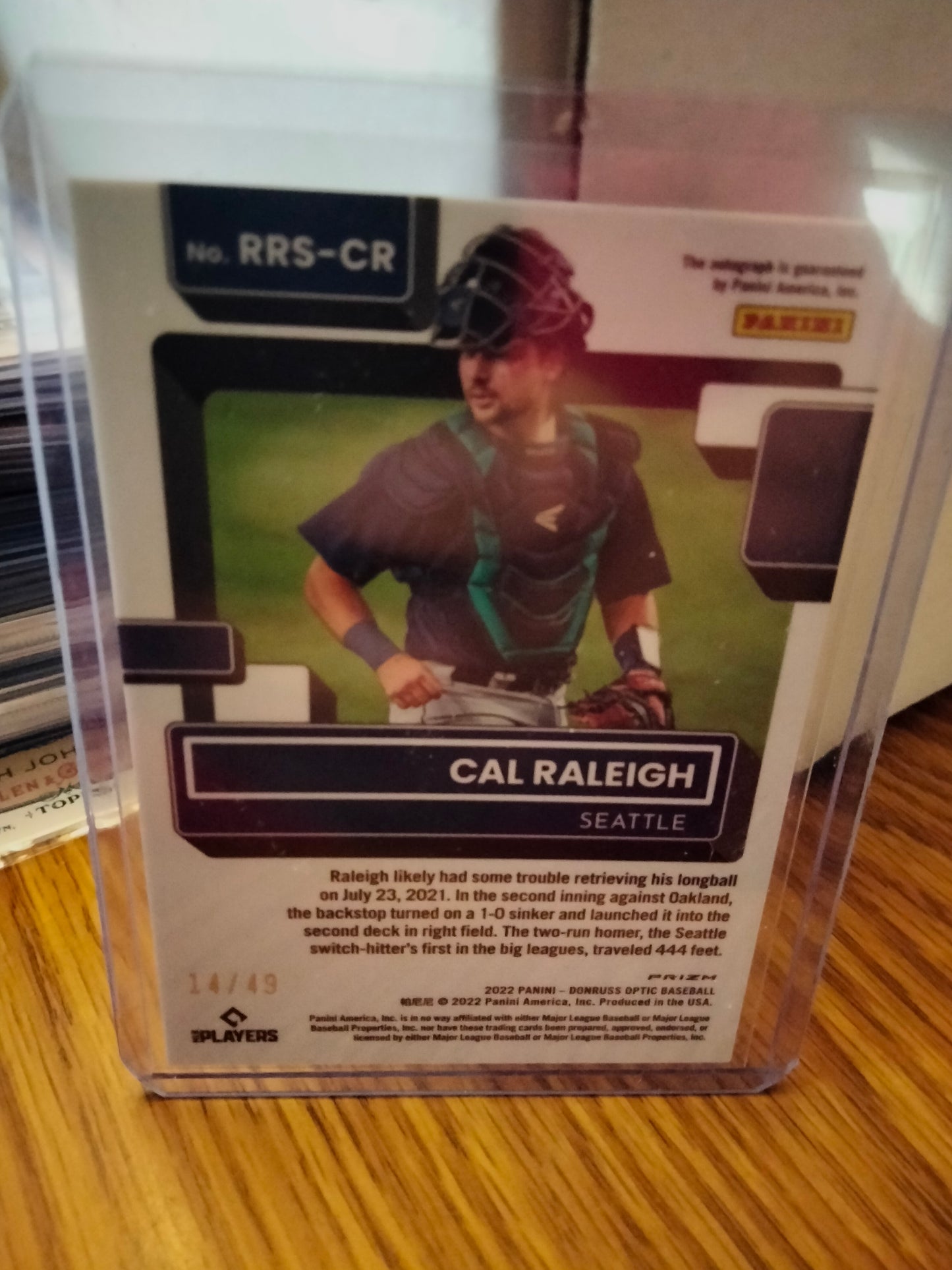 2022 Panini Optic Cal Raleigh Rookie Card Refractor Autograph 14/49 Mariners