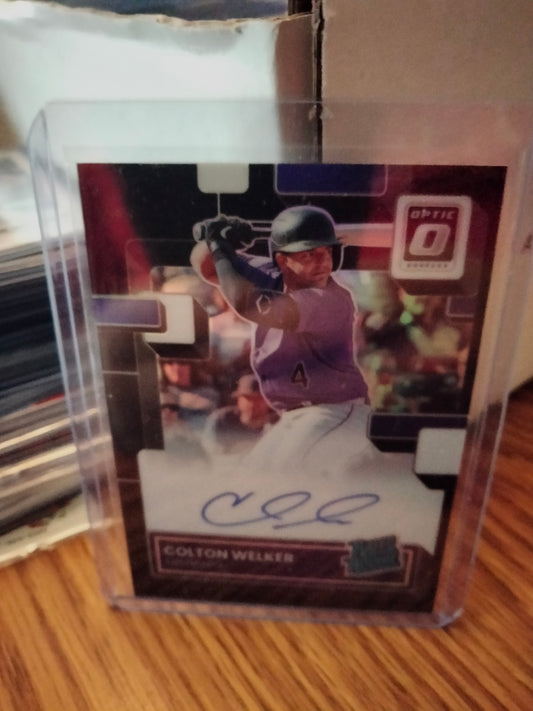 2022 Panini Donruss Optic Auto Colton Welker Black /49 Colorado Rockies