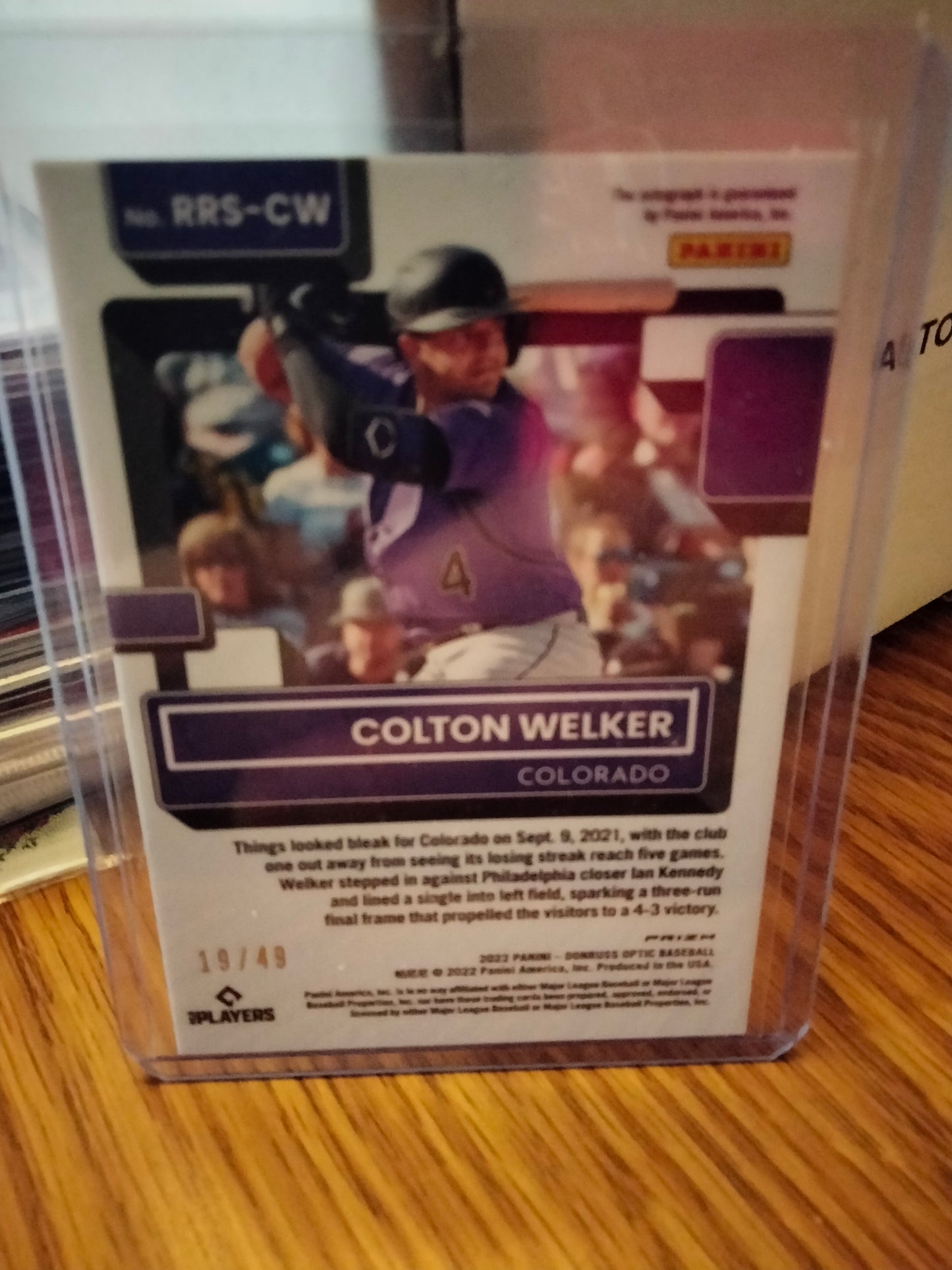 2022 Panini Donruss Optic Auto Colton Welker Black /49 Colorado Rockies