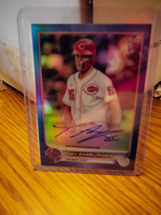 2022 Topps Chrome Blue Refractor /150 Trey Amburgey #RA-TA Rookie Auto RC Reds