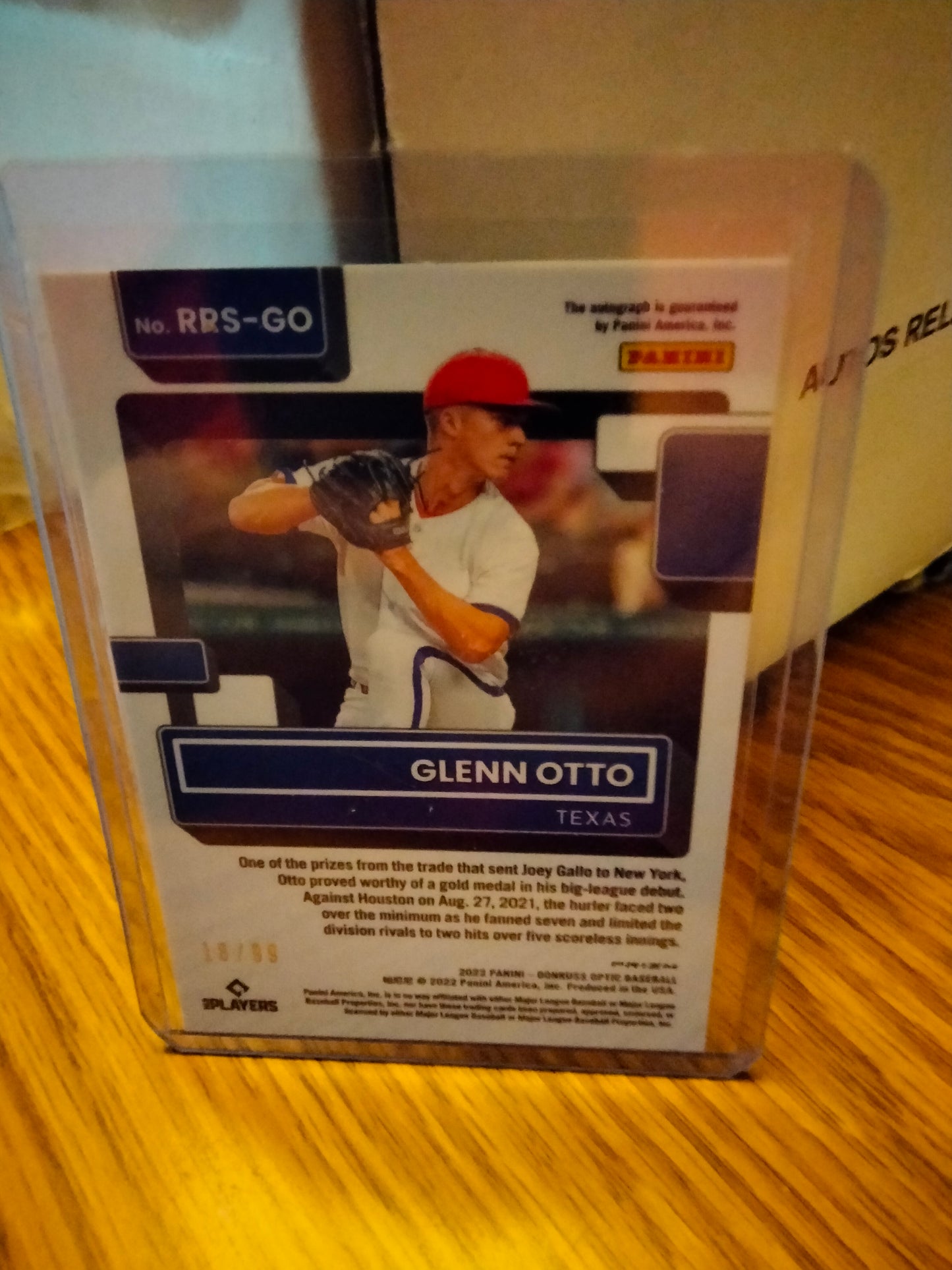 2022 Donruss Optic Glenn Otto Rated Rookie Auto Purple Prizm SSP 18/99 Rangers