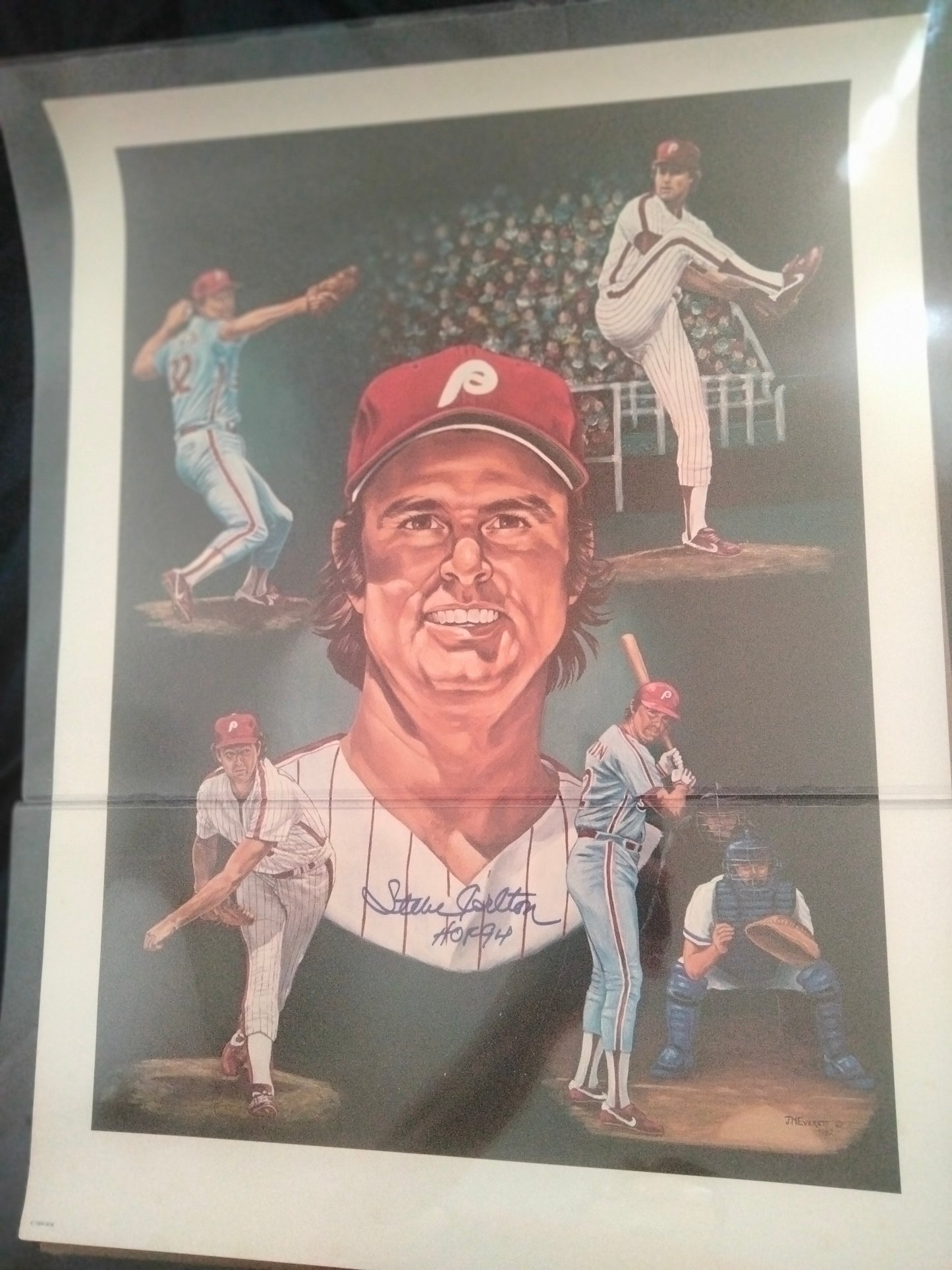 Steve Carlton Signed Lithograph Poster w/ "HOF 94" inscription Phillies IP Auto