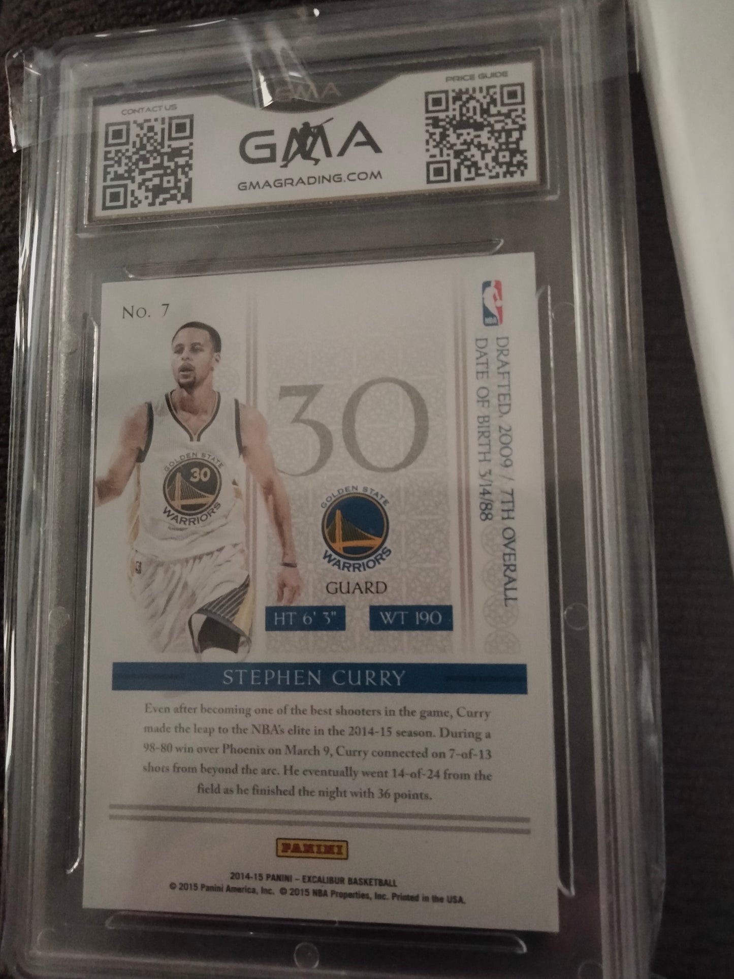 2014 Excalibur Stephen Curry GMA 10 GEM MINT #7 Golden State Warriors