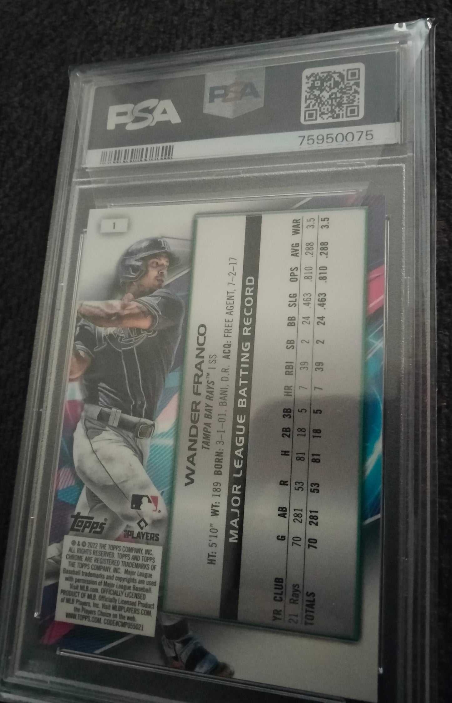 Wander Franco 2022 Topps Cosmic Chrome RC #1 PSA 10 Gem Mint Rookie Tampa Bay Rays