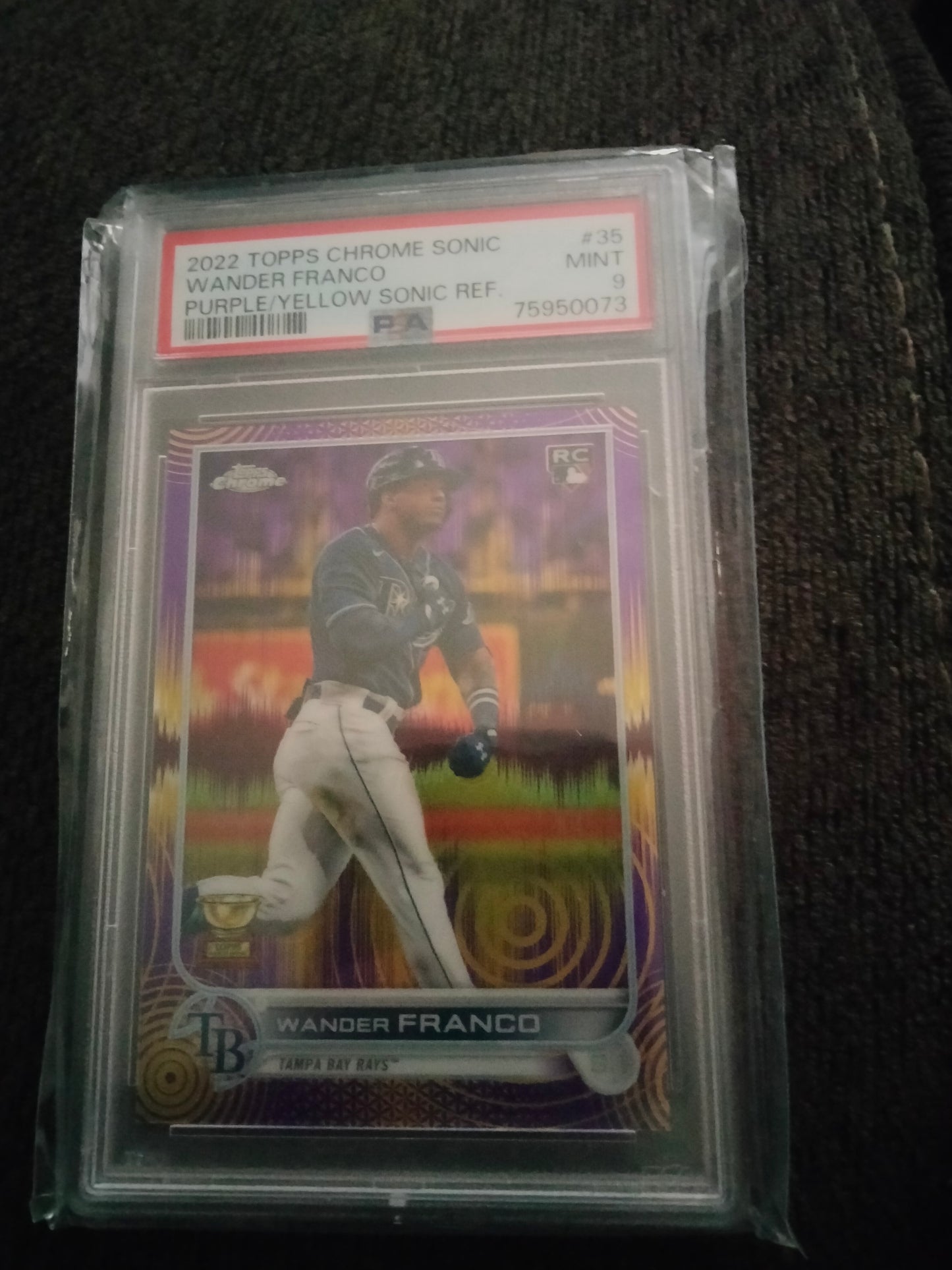 2022 Topps Chrome Sonic Purple Yellow Refractor Wander Franco RC /299 PSA 9 Tampa Bay Rays