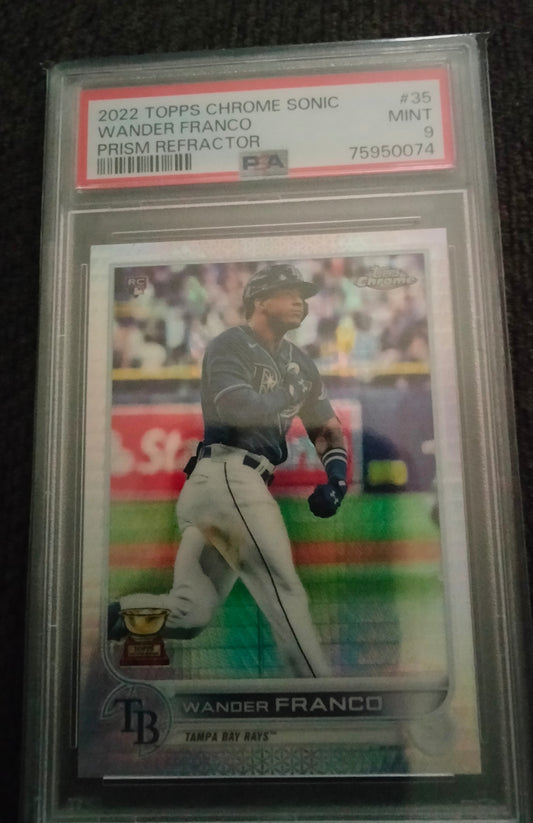 2022 Topps Chrome WANDER FRANCO Prism Refractor Rookie RC Tampa Bay Rays PSA 9