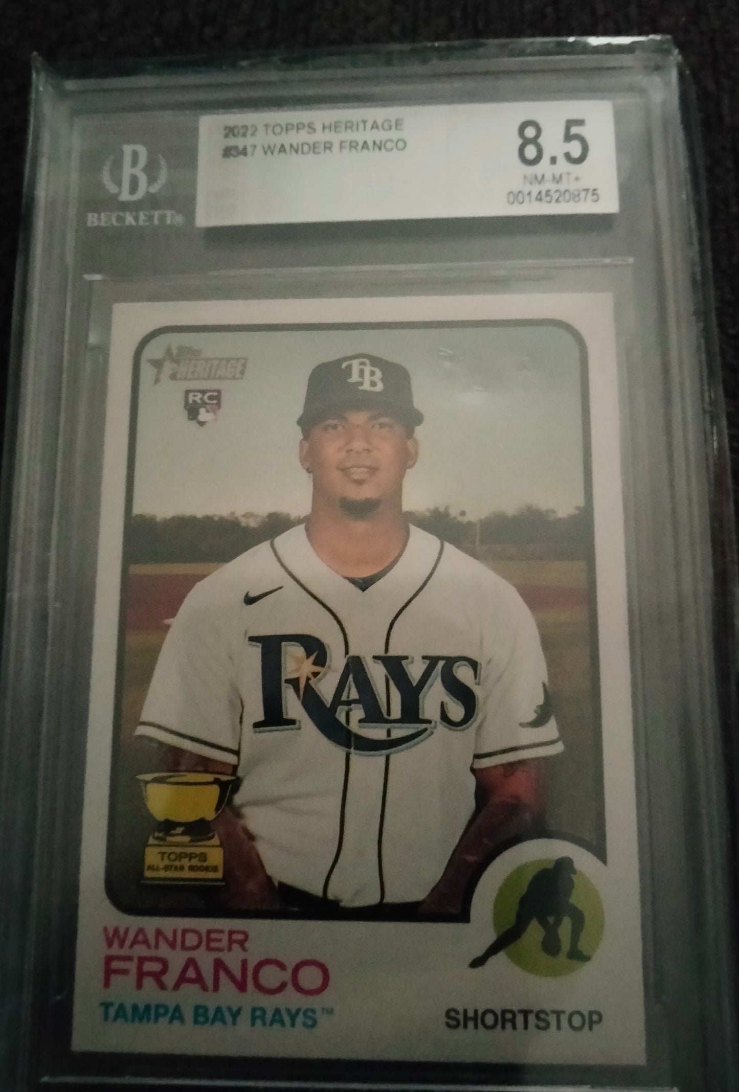 2022 Topps Heritage #347 Wander Franco Tampa Bay Rays RC 8.5 Beckett Graded