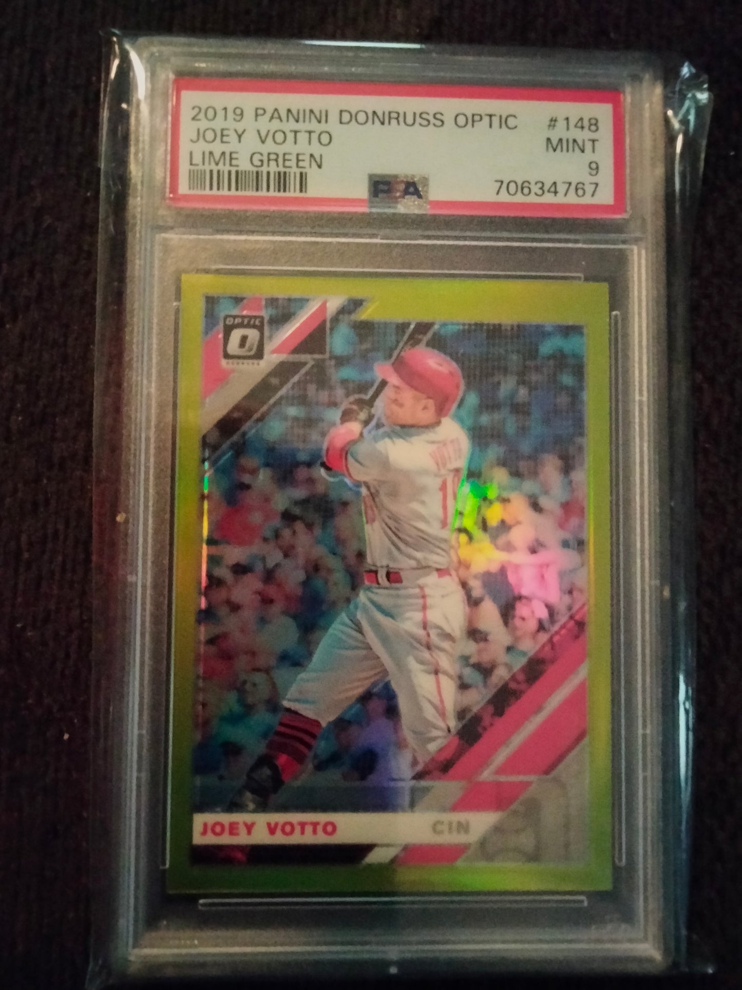 2019 Panini Donruss Optic Joey Votto Lime Green #148 Graded Mint 9 PSA Reds