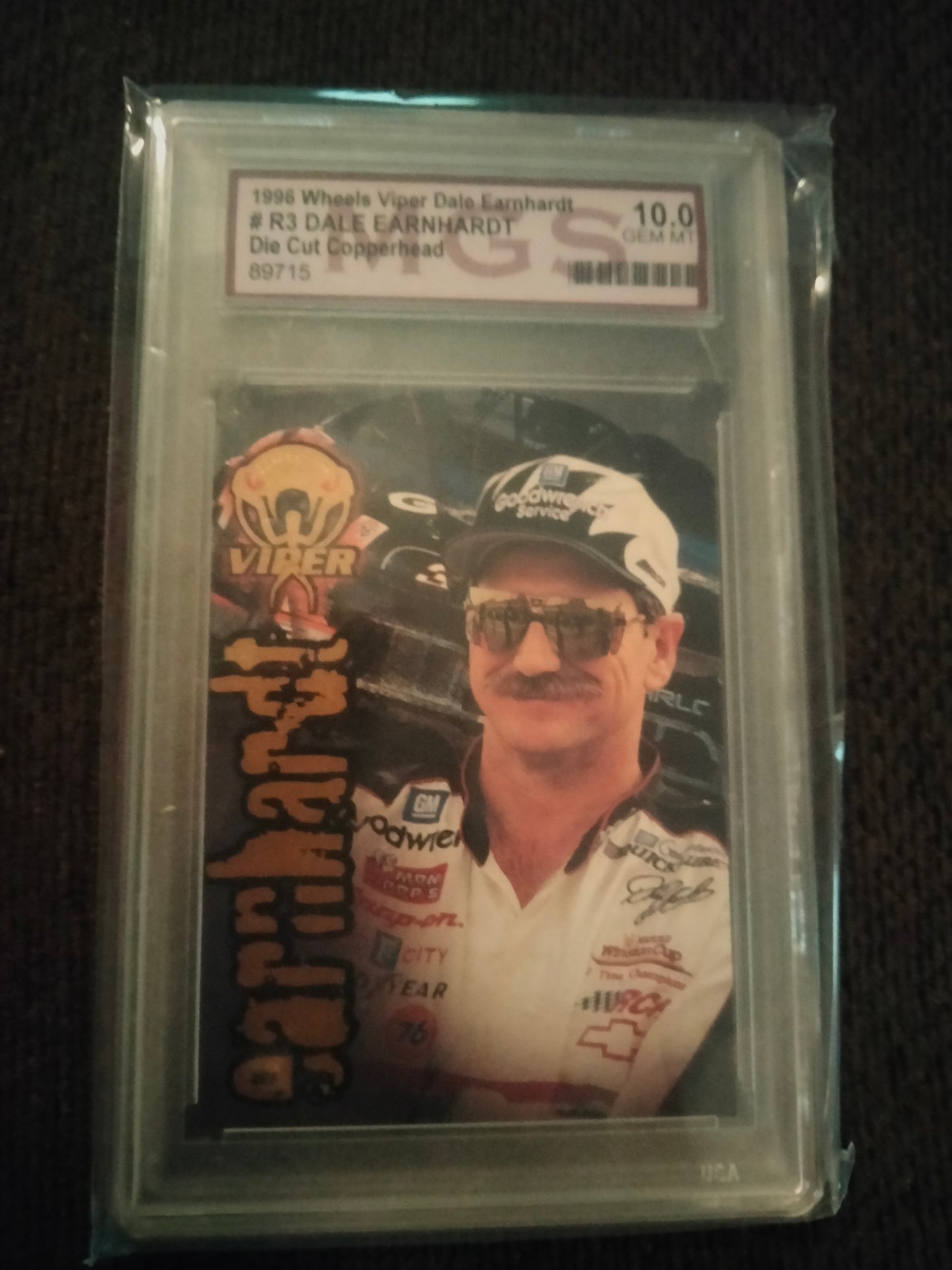 1996 Wheels Viper #R3 Dale Earnhardt Die Cut Copperhead Card MGS Graded 10.0 GEM MT