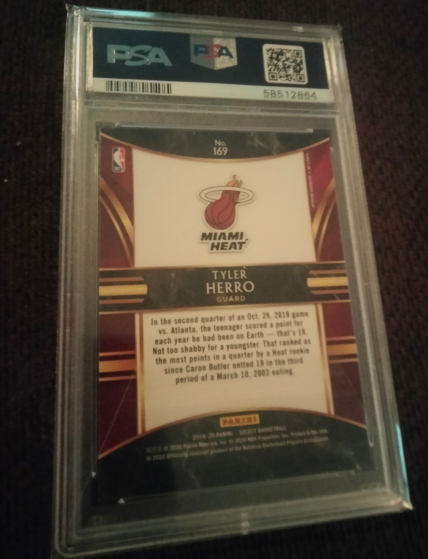 2019-20 Panini Select Tyler Herro #169 PSA 10 GEM MT RC Heat