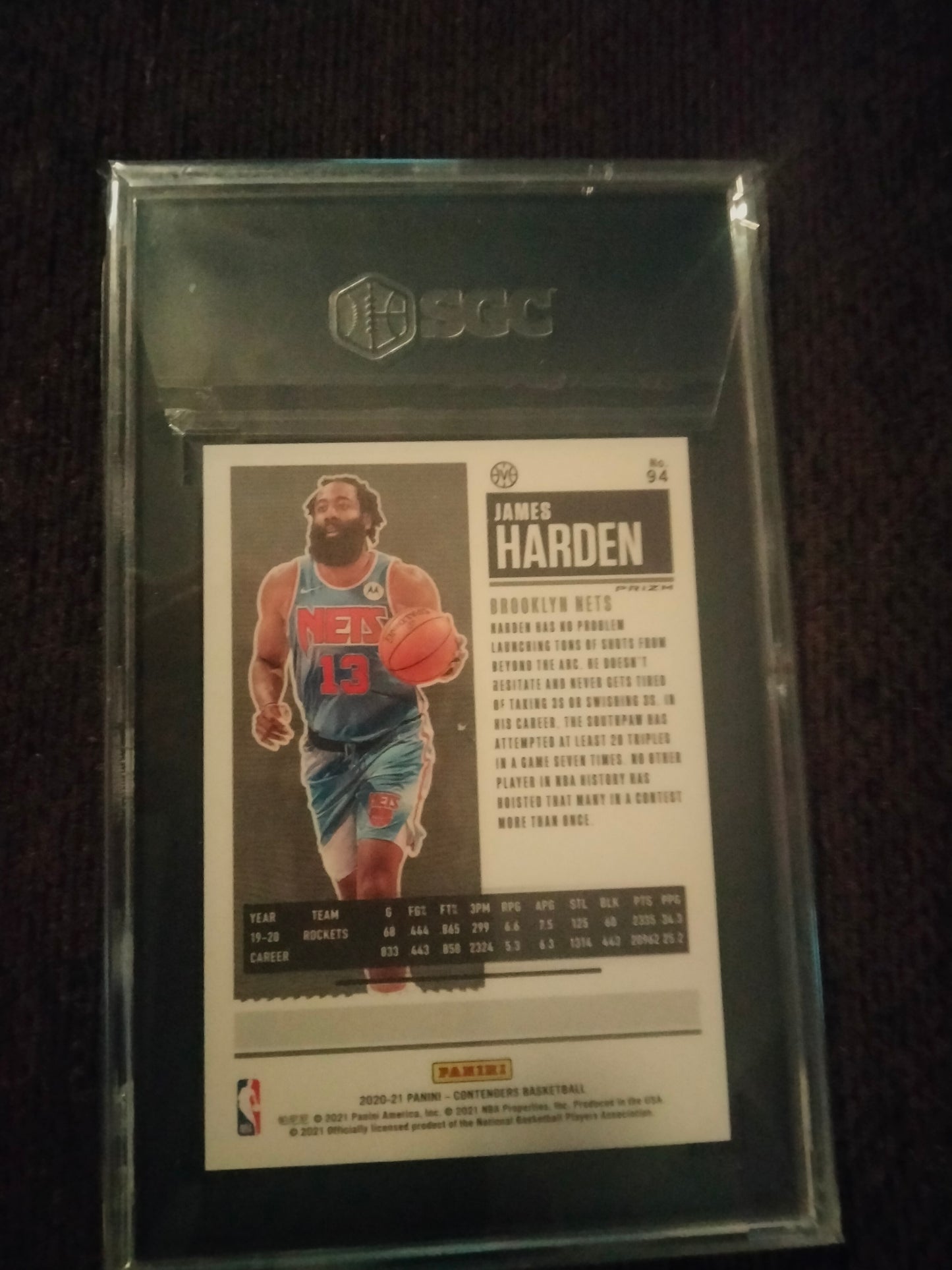 2020-21 Panini Contenders Playoff Season Ticket Variation #94 James Harden RC CSG 9.5