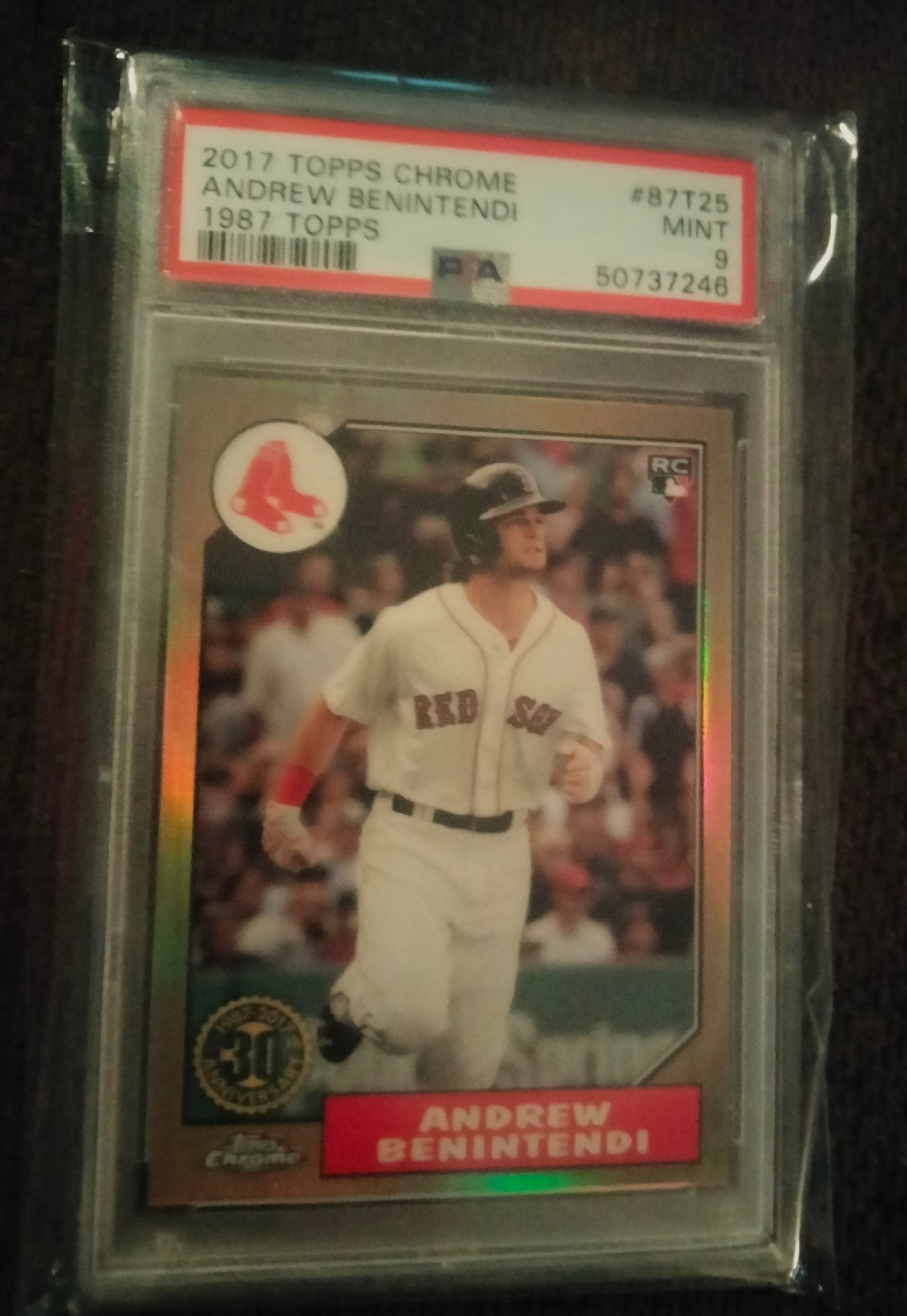 2017 Topps Chrome Andrew Benintendi 1987 Topps Red Sox #87T25 PSA 9 MINT