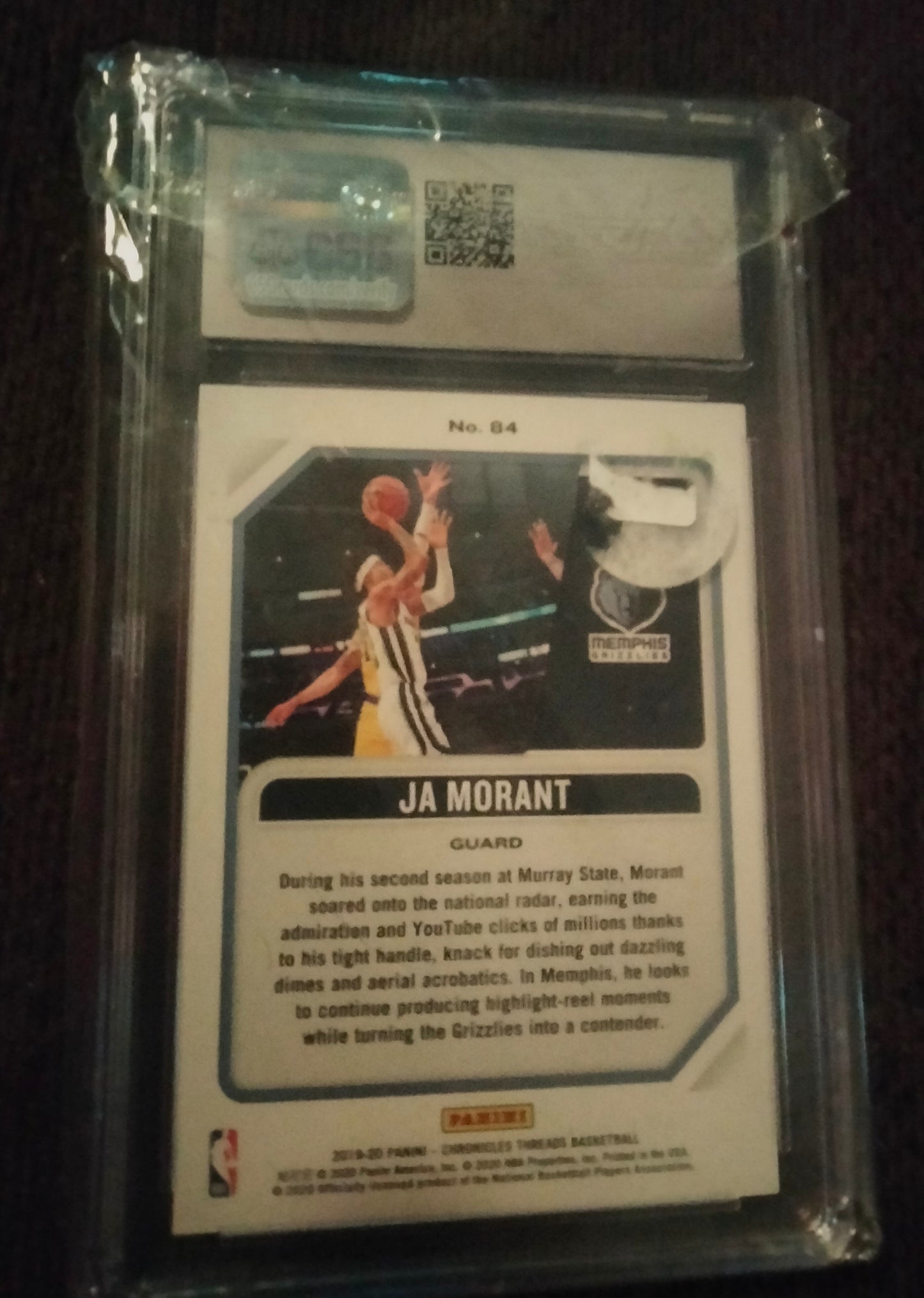 2019 Panini Chronicles Threads Bronze Ja Morant CSG 10 Gem Mint Grizzles #84