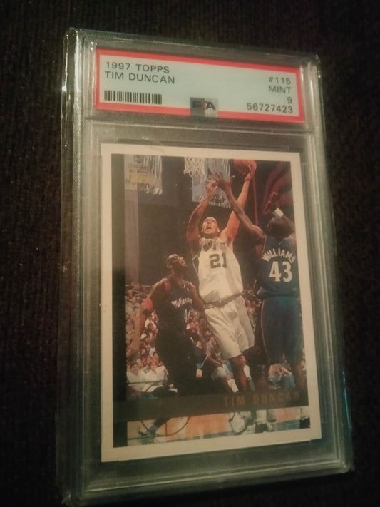 1997 Topps #115 Tim Duncan Spurs RC Rookie PSA 9 MINT