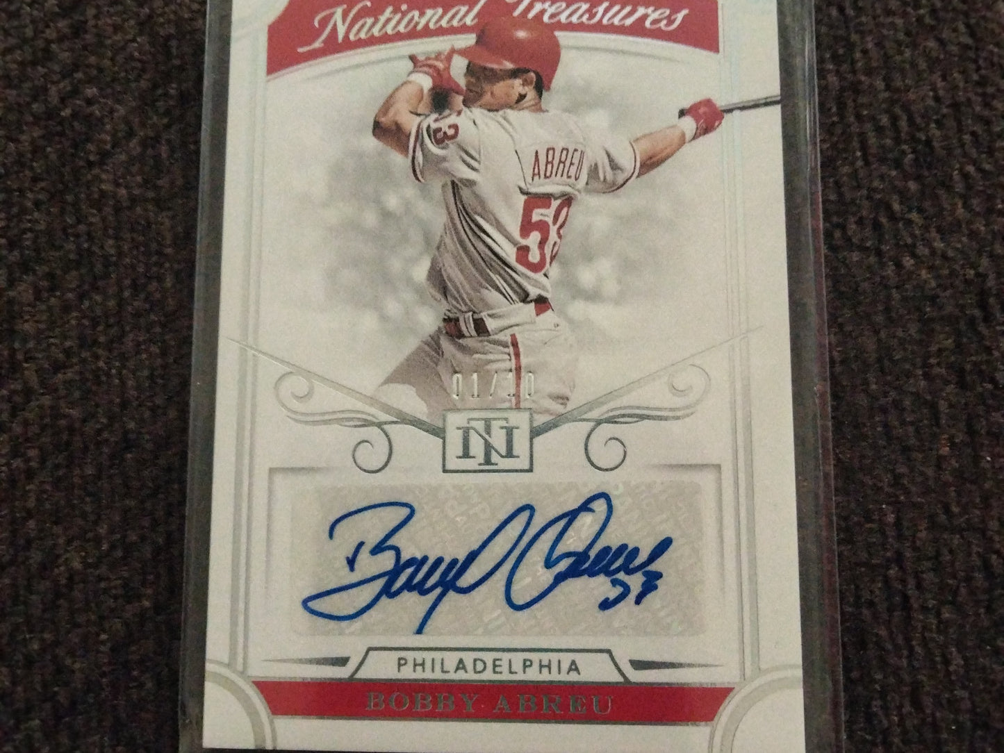 2021 National Treasures Bobby Abreu Autographed #D 01/10 Signed #S-BA NRMT ERROR CARD !! Phillies