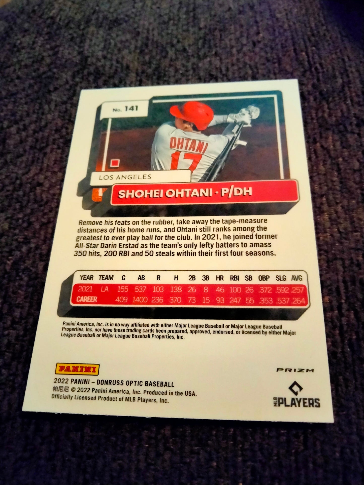 Shohei Ohtani 2022 Donruss Optic Lime Green Prizm Parallel #141 - Angels