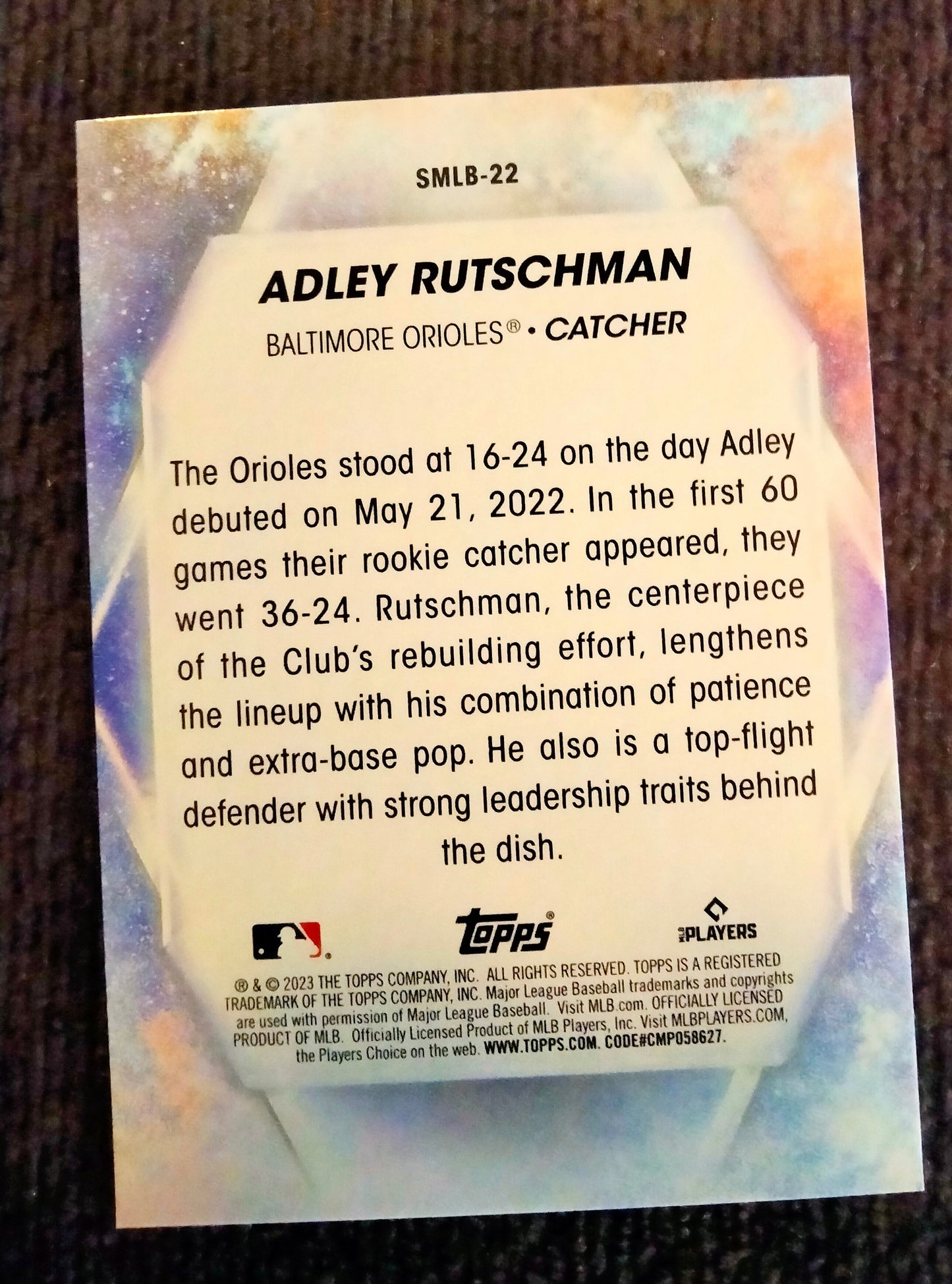 2023 Topps Baseball Series 1 Stars of MLB Adley Rutschman RC #SMLB-22 Orioles