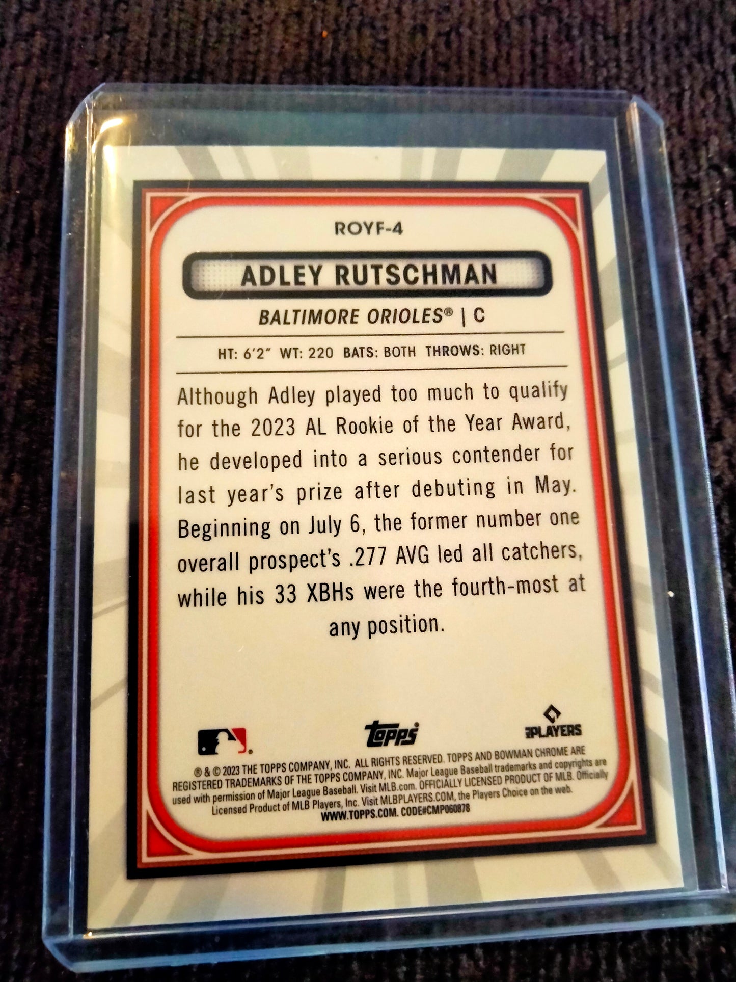 2023 Bowman Mega Box Adley Rutschman ROY Favorites Mojo Refractor #ROYF-4 Orioles