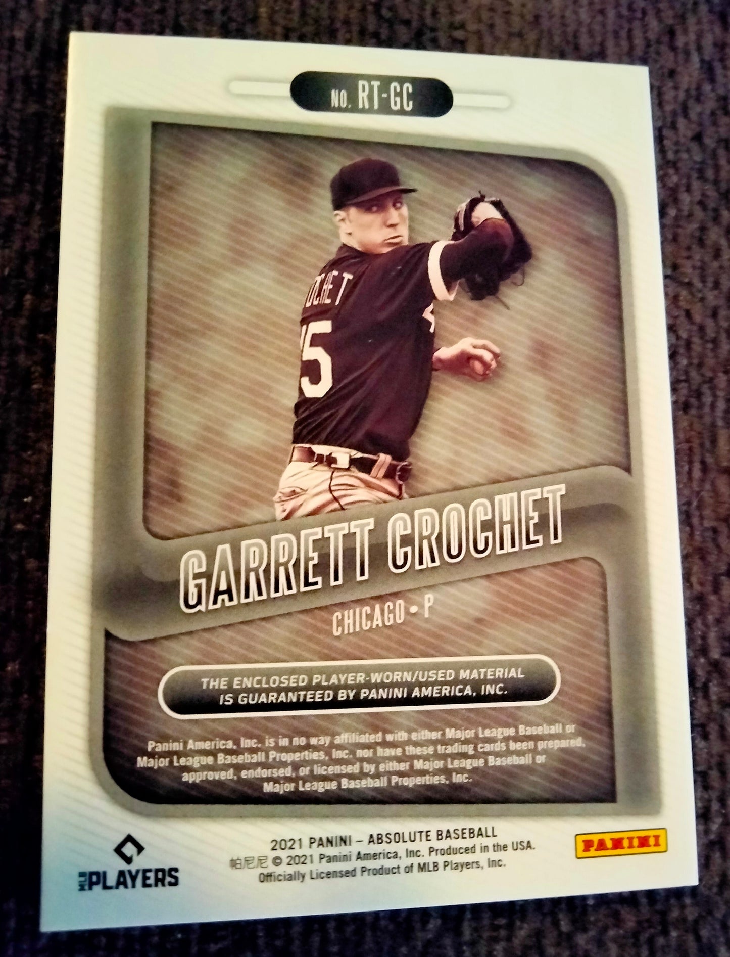 2021 Panini Absolute Rookie Threads Garrett Crochet #RT-GC Rookie RC