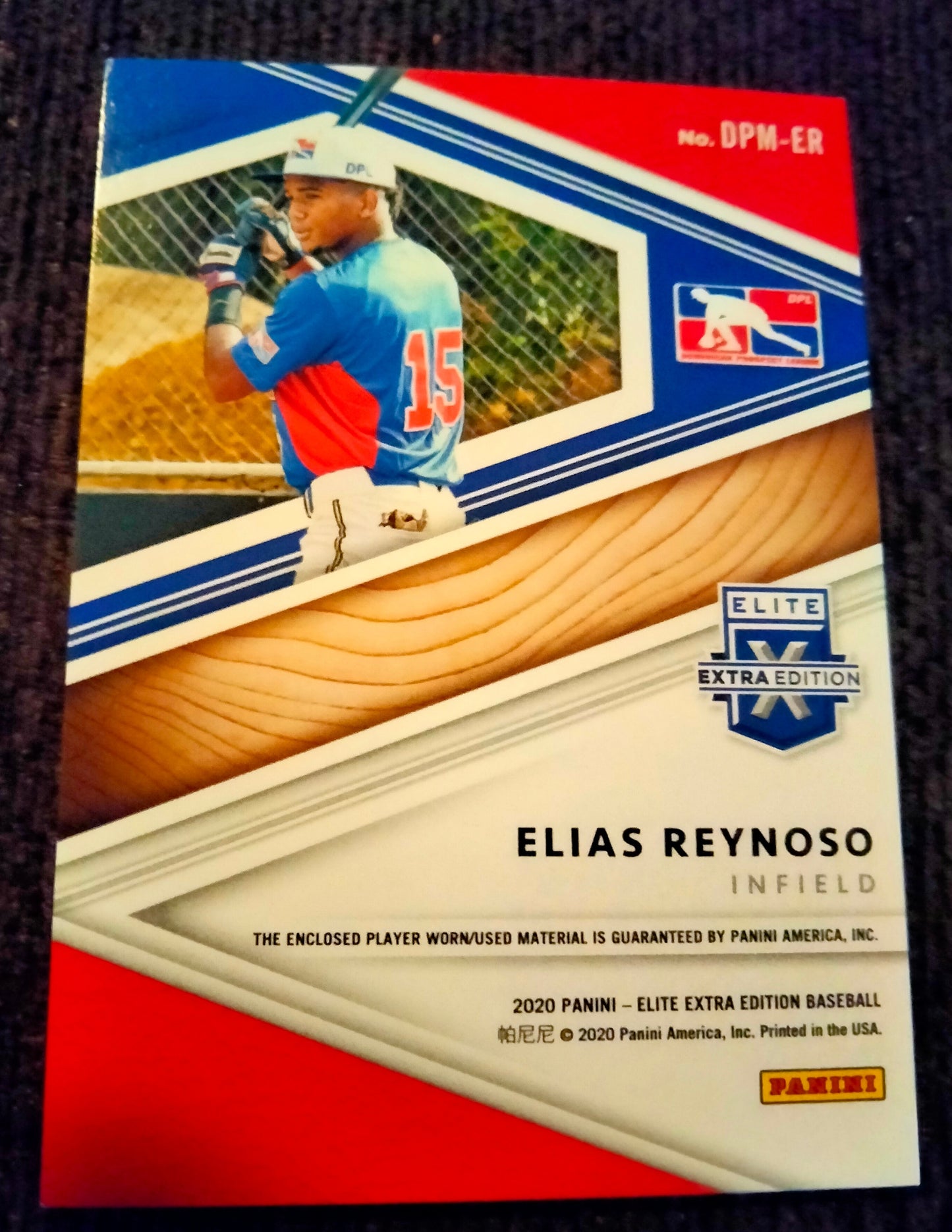 2020 Panini Elite Extra Edition Elias Reynoso Relic #DPM-ER