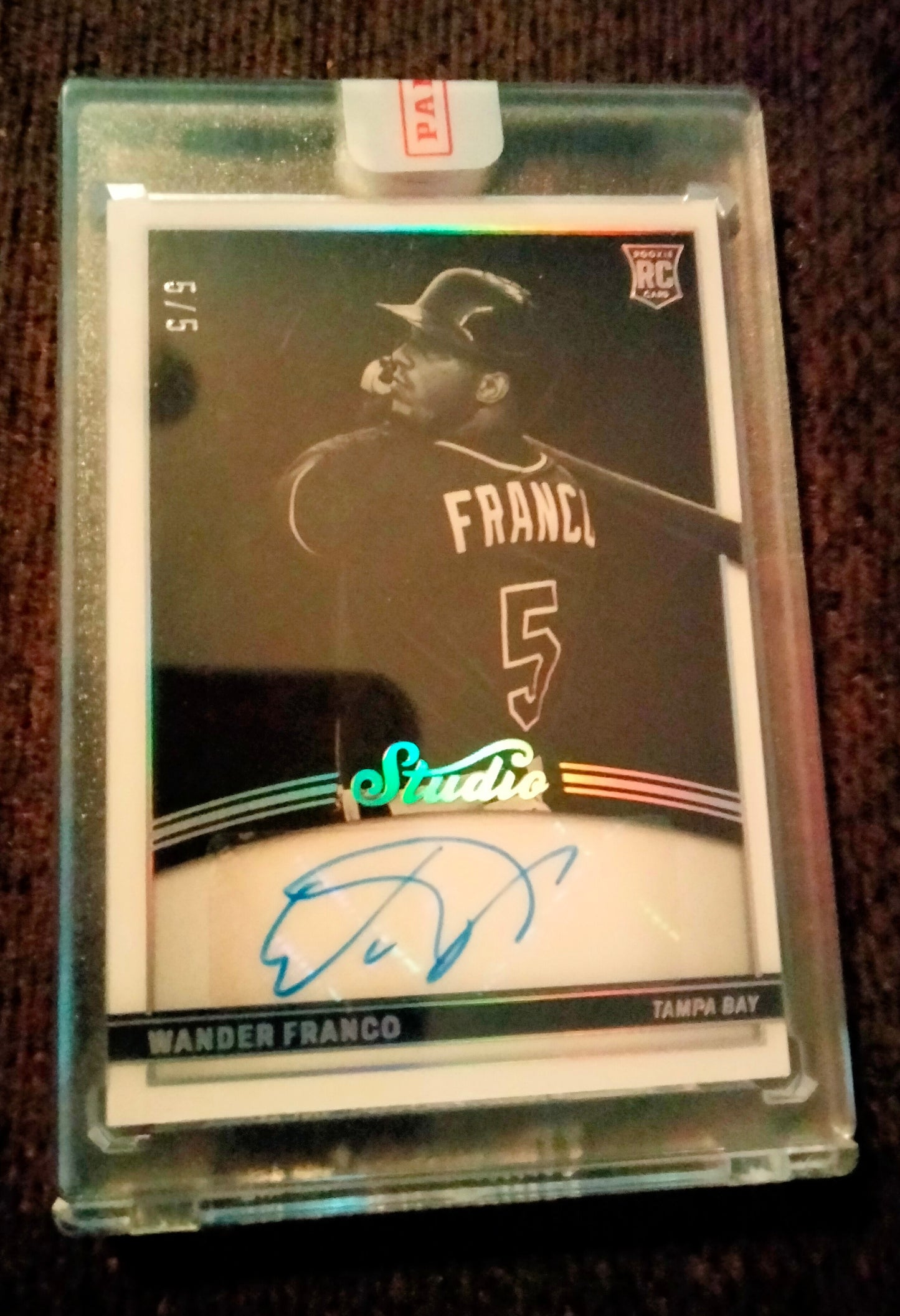 2022 Wander Franco Panini Chronicles Studio Black White Rays Auto #D 5/5 No. SBW-WF