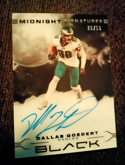 2022 Panini Black Dallas Goedert Midnight Signatures #’d 36/50  On Card Auto  Eagles