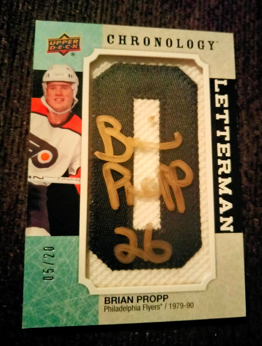 2018-19 Upper Deck Chronology Letterman Letter Relics #D 05/20 Brian Propp Patch Auto Flyers