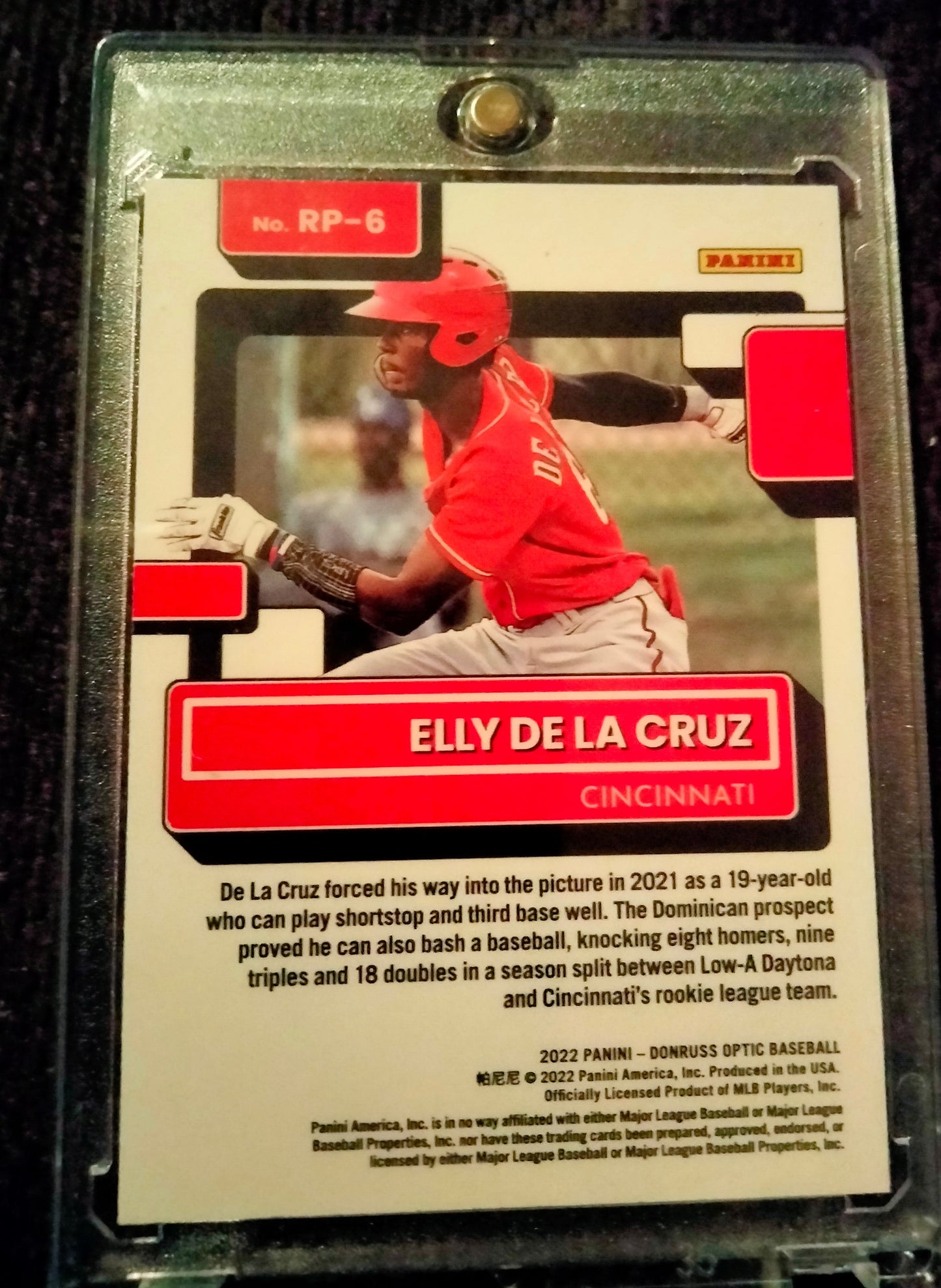 2022 Panini Donruss Optic Rated Prospect RC Elly De La Cruz RP-6 Cincinnati Reds