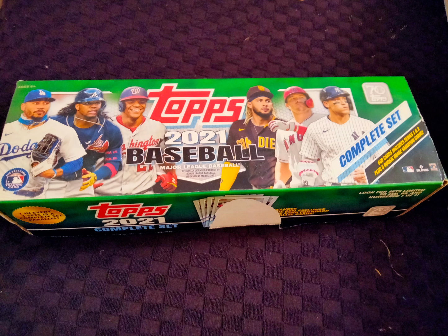 2021 Topps Complete Set. Baseball 660 Card Green Box Opened - No Foil/Variation