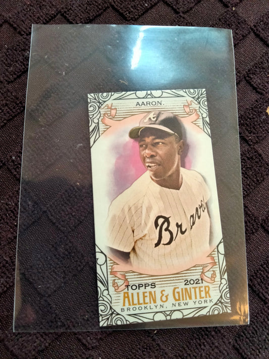 2021 Topps Allen & Ginter Hank Aaron Mini Black Border #1 Atlanta Braves