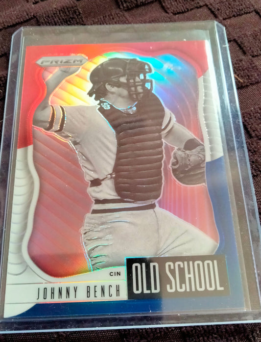 2021 Prizm Johnny Bench Old School Red/White/Blue Prizm Parallel OS-8